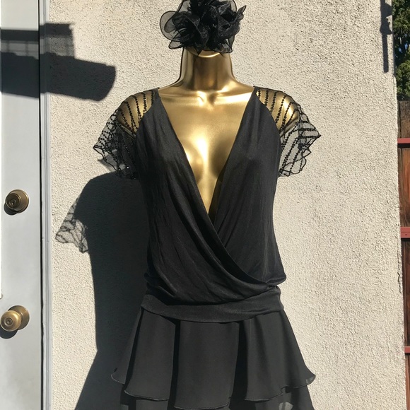 Sexy Black w/Lacy Sequence short sleeves! - Picture 2 of 8